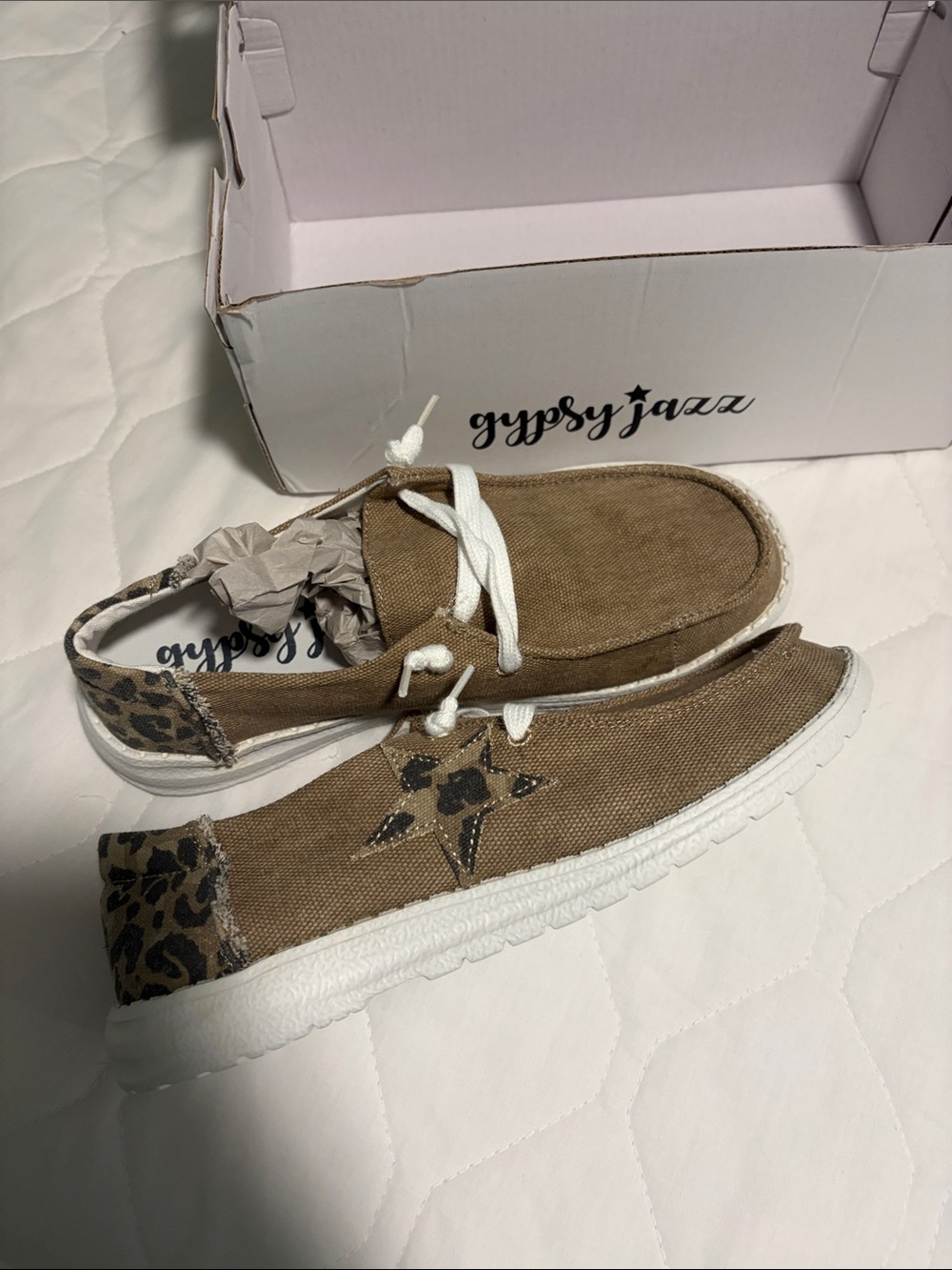 Gypsy Jazz Brown Canvas Sneakers with Leopard Accent